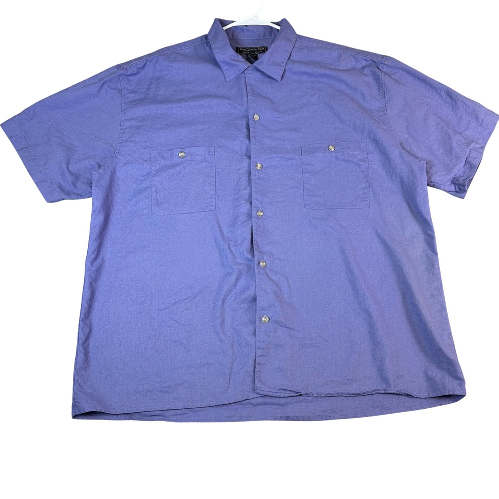 Honeywell & Todd Mens 2X Purple Linen Cotton Blend SS Button Down Shirt 2XL Big